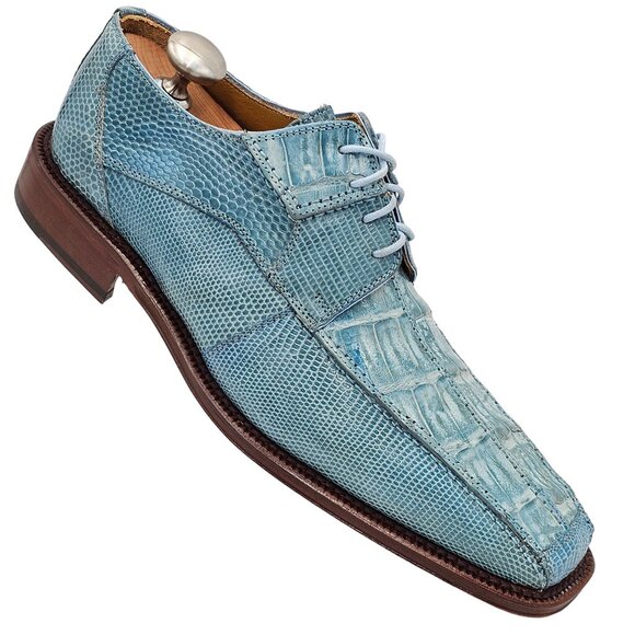 NEW Vintage Baby Blue Exotic David Eden Crocodile Teju Lizard Men's 7 Dress Shoe - Picture 8 of 16